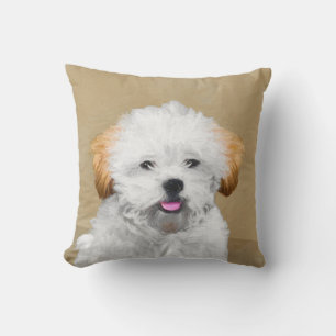 Coussin Lhasa Apso Puppy Peinture - Cute Original Chien Ar