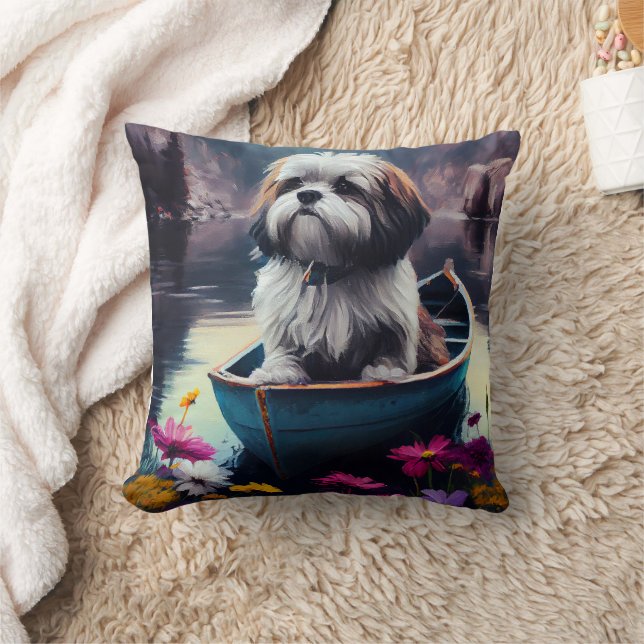Coussin Lhassa Apso sur une rame : une aventure Pittoresqu (Couverture)