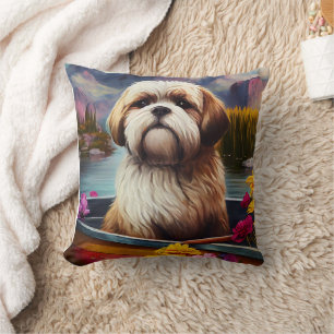 Coussin Lhassa Apso sur une rame : une aventure Pittoresqu