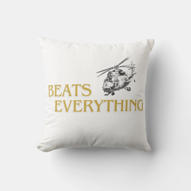Coussin L'hélicoptère bat tout (Recto)