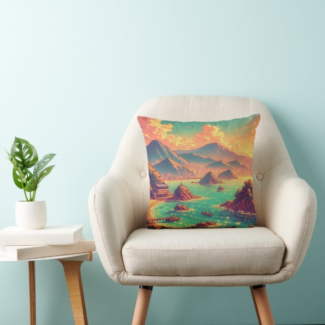Coussin L'heure dorée au bord de la baie (Chaise)
