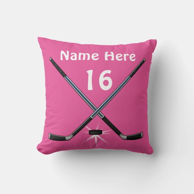 Coussin L'hockey personnalisé de filles repose son NOM, (Recto)
