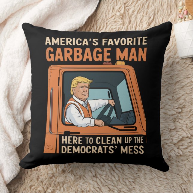 Coussin L'homme à ordures préféré d'Amérique Trump 45 47 É (Couverture)