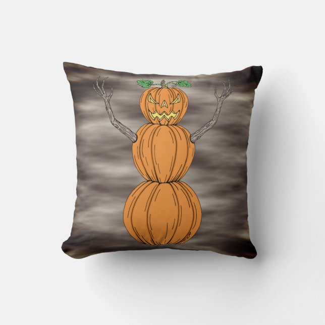 Coussin L'homme de citrouille Art d'Halloween (Recto)