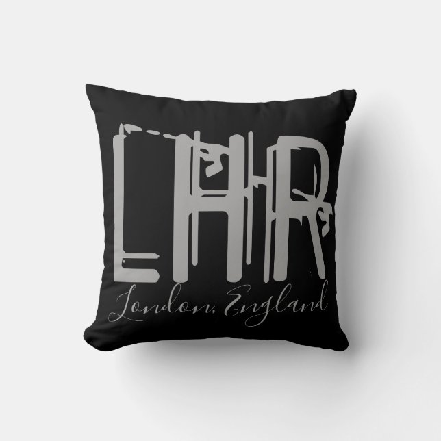 Coussin LHR Aéroport de Londres Heathrow Typographie Grung (Recto)