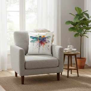 Coussin Libellule Aquarelle Vibrante