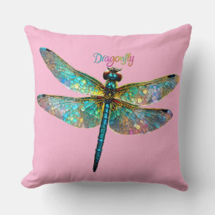 Coussin Libellule colorée en verre teinté