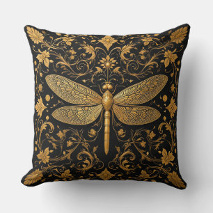 Coussin Libellule dorée exquise pour la décoration de la m