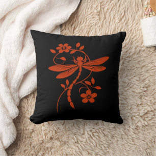 Coussin Libellule Élégante et Floral