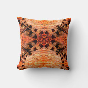 Coussin Libellule noire, orange et marron à motif et dos s