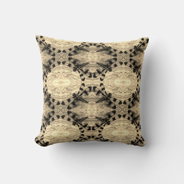 Coussin Libellule noire, sépia, marron à motif dos solide (Recto)