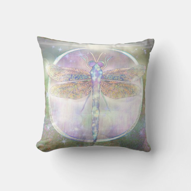 Coussin Libellule rêveuse « Messager de Devenir Lumière » (Recto)