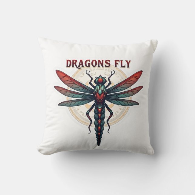 Coussin Libellule Steampunk Usinée Cool - Dragons Volent - (Recto)