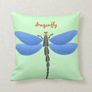 Coussin Libellules bleues et jaunes, personnalisées