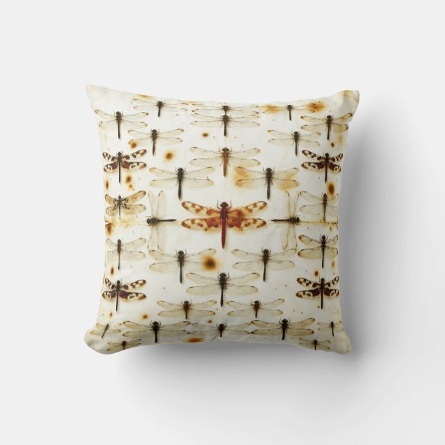 Coussin Libellules de jardin vintage libellules insectes (Recto)