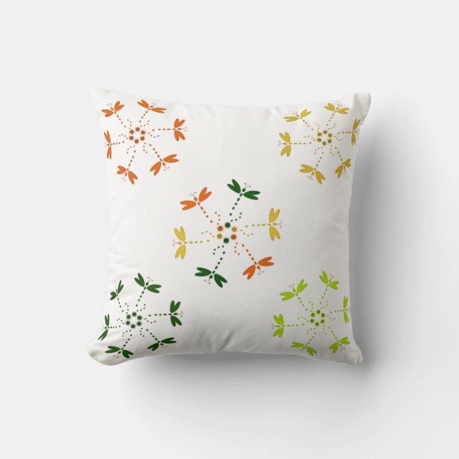 Coussin Libellules en couleurs et des cercles (Recto)