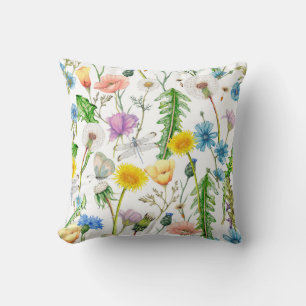 Coussin Libellules sur fleurs sauvages