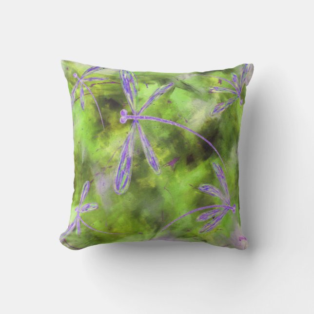 Coussin libellules violettes sur la chaux (Recto)
