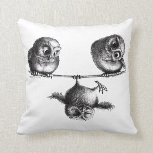 Coussin Liberté et Amusement - Hiboux