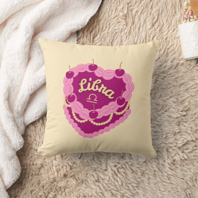 Coussin Libra Zodiac Pastel Coeur gâteau d'anniversaire (Couverture)