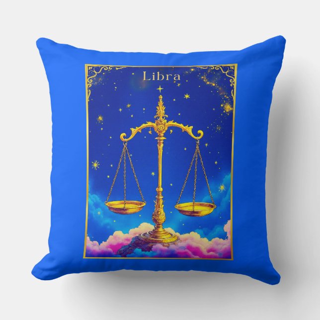 Coussin Libra Zodiac Scales in a Star-Filled Sky (Recto)
