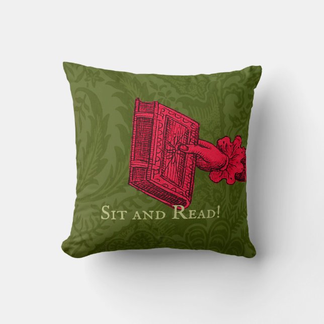Coussin Librairie, bibliothèque, coin lecture Green (Recto)