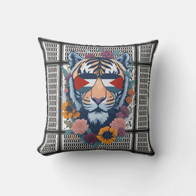 Coussin Libre Palestine ARABE AVEC CARTE tigre  (Recto)