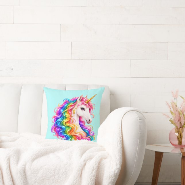 Coussin Licorne Arc-en-Ciel  (Canapé)