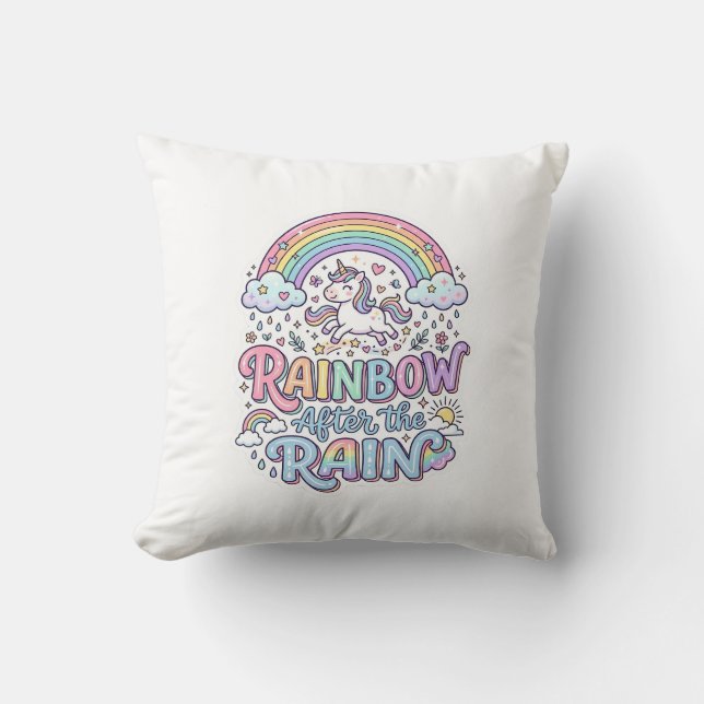 Coussin Licorne Arc-en-ciel après la pluie Premium Vector  (Recto)
