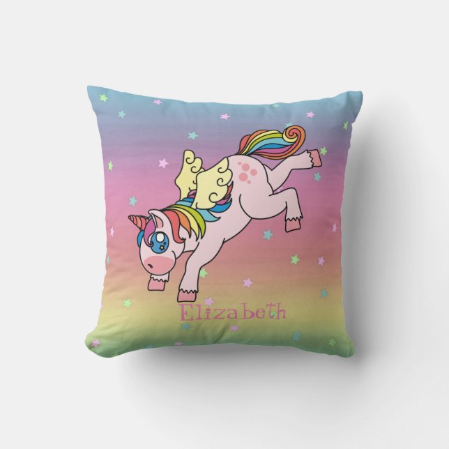 Coussin Licorne Arc-en-ciel Capricieuse, Ombré (Recto)
