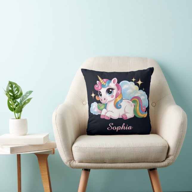 Coussin Licorne arc-en-ciel mignonne (Chaise)