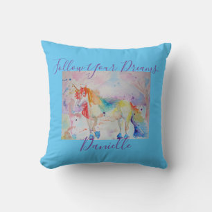 Coussin Licorne Arc-en-Ciel Suivez Vos Rêves