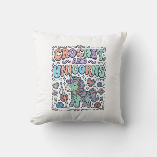 Coussin Licorne au Crochet et Autocollant Licorne Kawaii e