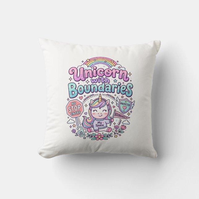 Coussin Licorne avec des frontières Charme Vêtements Graph (Recto)