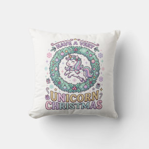 Coussin Licorne Avoir un Très Licorne Noël Gras Typogra