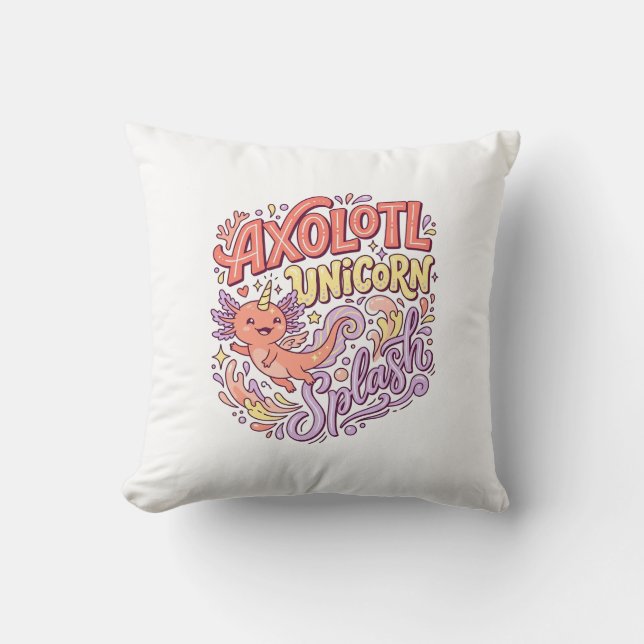 Coussin Licorne Axolotl Licorne Splash Fantaisiste Bac Bla (Recto)
