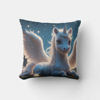 Coussin Licorne blanche avec ailes