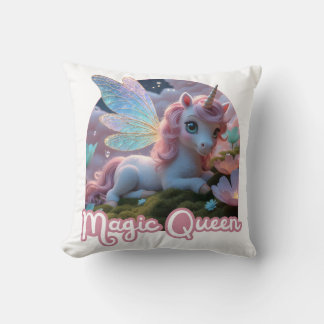 Coussin Licorne blanche avec des ailes - Magic Queen