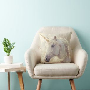 Coussin Licorne Blanche Brillant