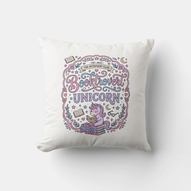 Coussin Licorne Booktrovert Licorne Amusant Cadeau Mignon  (Recto)