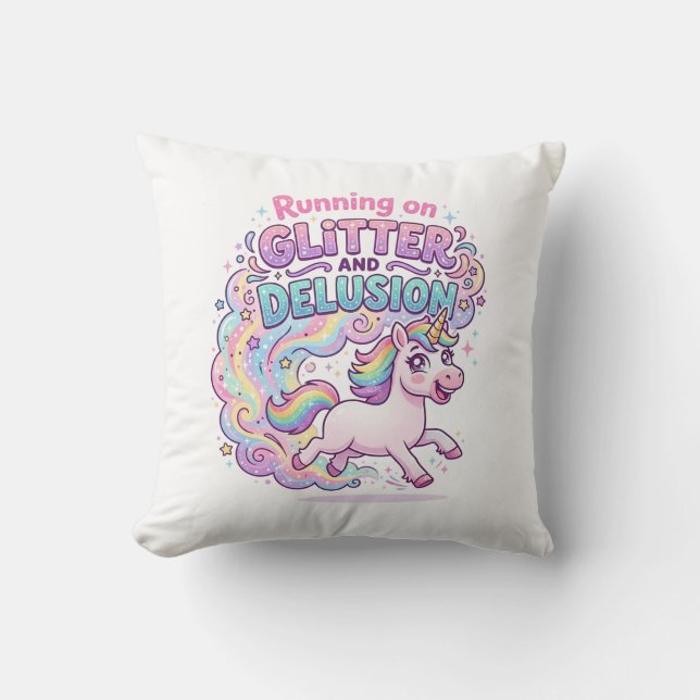 Coussin Licorne courant sur Brillant et Illusion Charme M (Recto)