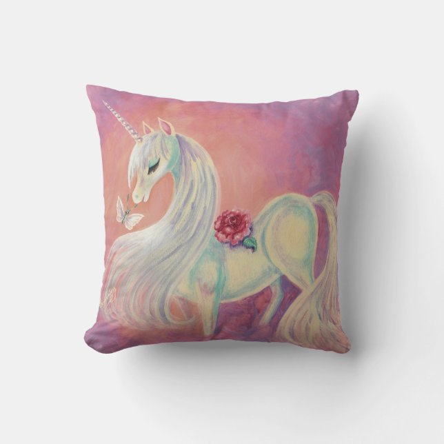 Coussin Licorne dans la rougeur de l'aube (Recto)