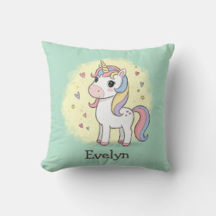 Coussin Licorne de dessin animé mignonne avec crinière arc