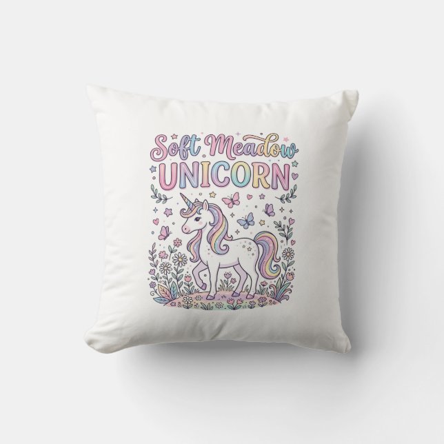Coussin Licorne Douce Prairie Licorne Adorable Conception  (Recto)