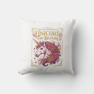 Coussin Licorne en fleurs Stylish Design Zazzle_1