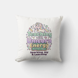 Coussin Licorne enseignant avec une typographie audacieuse
