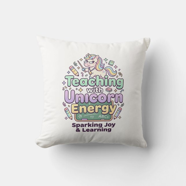 Coussin Licorne enseignant avec une typographie audacieuse (Recto)
