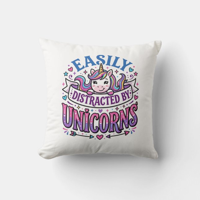Coussin Licorne facilement distrait par la publicité de li (Recto)