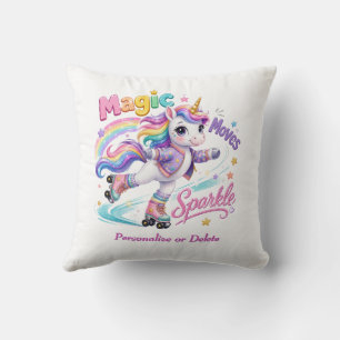 Coussin Licorne Féminine Personnalisée de Roller en Arc-en