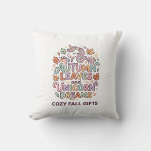 Coussin Licorne Feuilles d'automne et Licorne Rêves Gras T